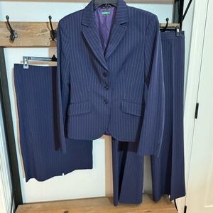 Vintage Y2K United Colors of Benetton Stretch 3 pc tailored pinstripe suit